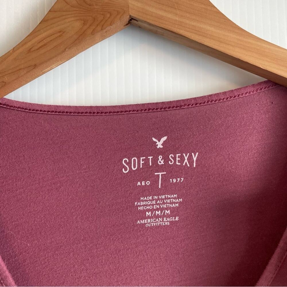 🆕 Soft and Sexy by American Eagle Outfitters long sleeve cropped tie front med - Picture 3 of 6
